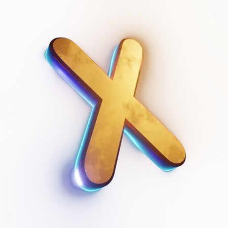 Capital 'X' letter effect text  3D Icon