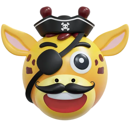 Emoticono capitán pirata jirafa  3D Icon