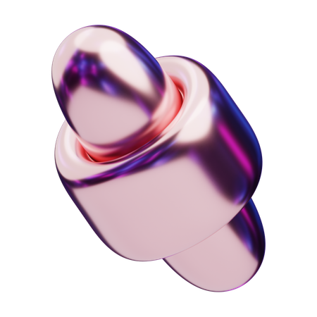 Cápsula abstracta cromática con superficie brillante.  3D Icon