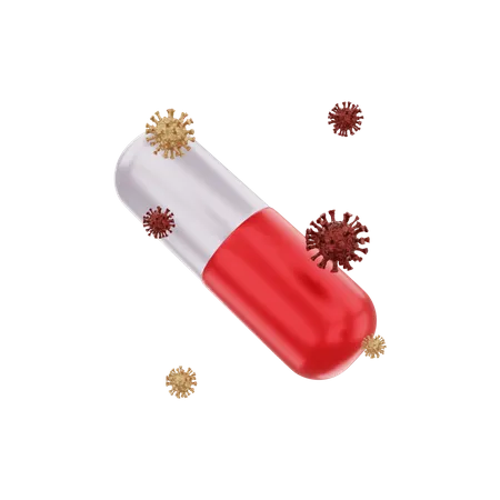 Cápsula de medicina covid  3D Illustration