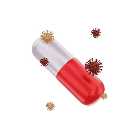Cápsula de remédio Covid  3D Illustration