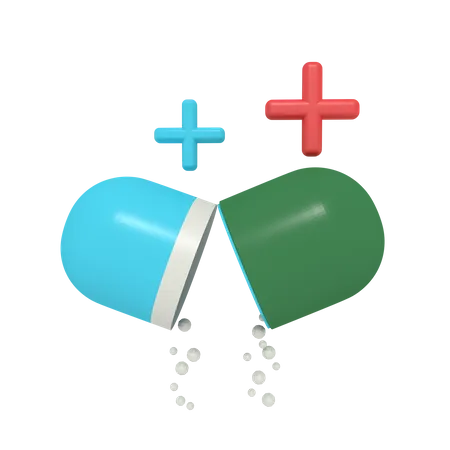 3 D Illustration Of Medicine Open Capsule 3D Icon