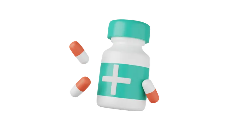 Capsule Bottle 3D Icon