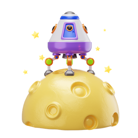 달에 있는 캡슐  3D Icon