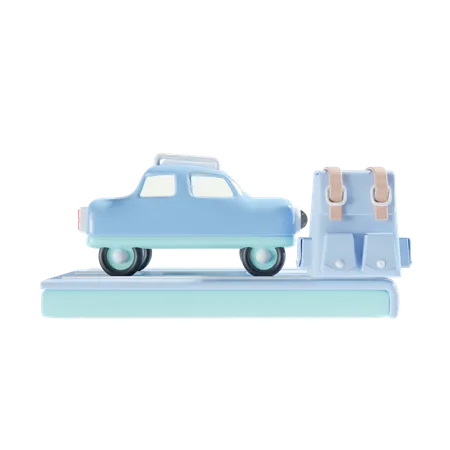 Car And Backpack 3 D Illustration 3D Icon