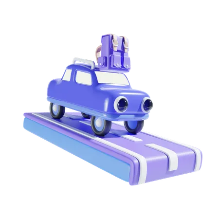Car And Backpack 3 D Illustration 3D Icon