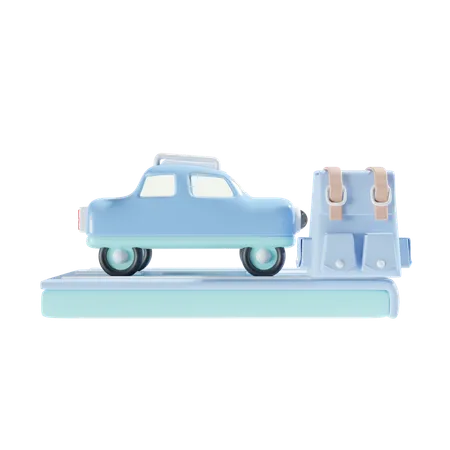 Car And Backpack  3D Icon