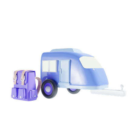 Car And Backpack  3D Icon