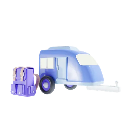 Car And Backpack  3D Icon