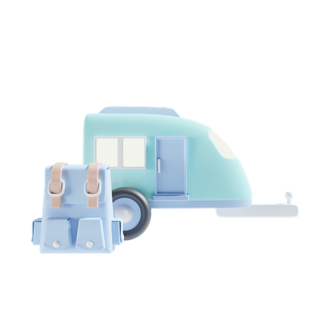 Car And Backpack  3D Icon