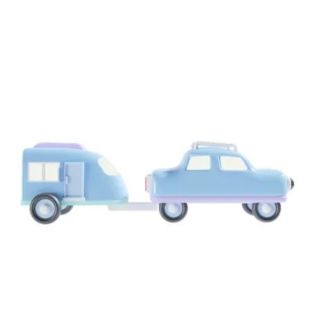 Car And Caravan  3D Icon