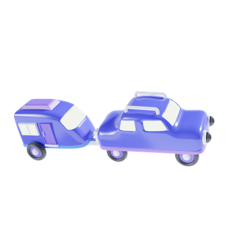 Car And Caravan  3D Icon