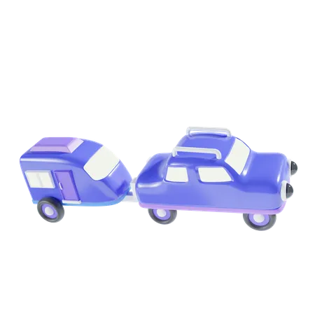 Car And Carnavan 3 D Illustration 3D Icon
