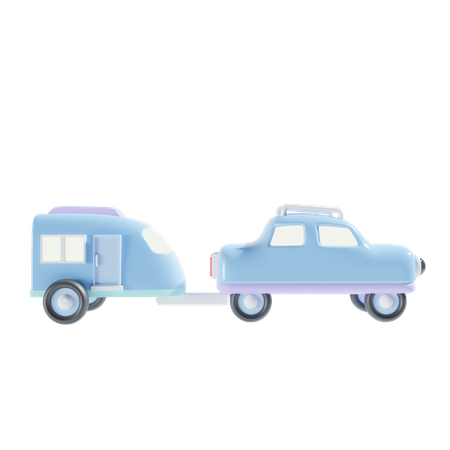 Car And Caravan  3D Icon