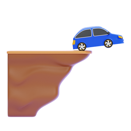 Car and Cliff  3D Icon