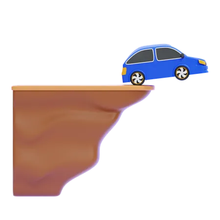 Car and Cliff  3D Icon