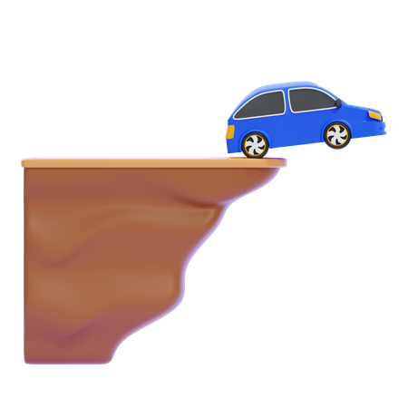 Car and Cliff  3D Icon