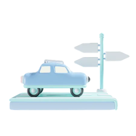 Car And Directions 3 D Illustration 3D Icon