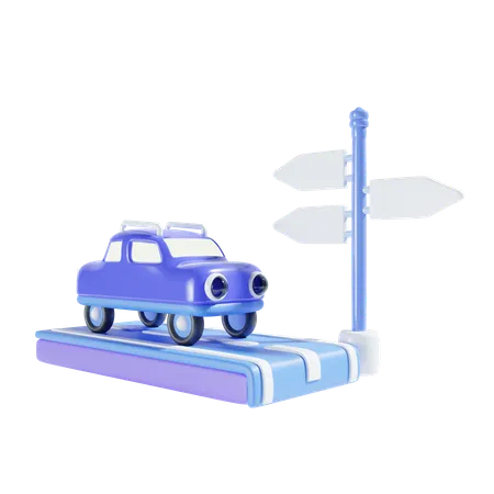 Car And Directions 3 D Illustration 3D Icon