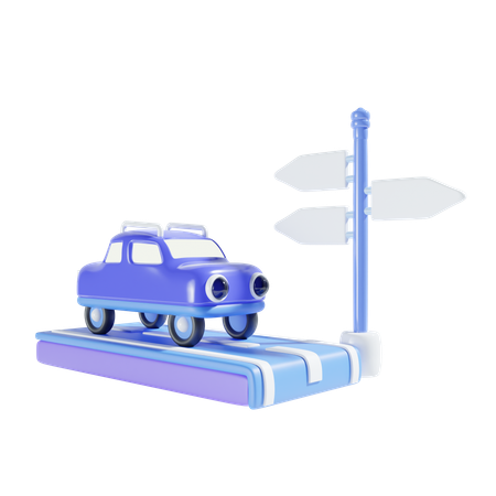 Car And Directions  3D Icon