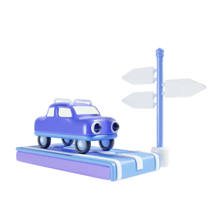 Car And Directions  3D Icon