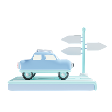 Car And Directions  3D Icon