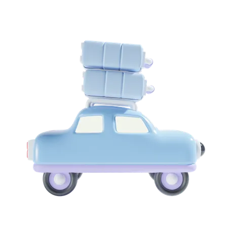 Car And Suitcase 3 D Illustration 3D Icon