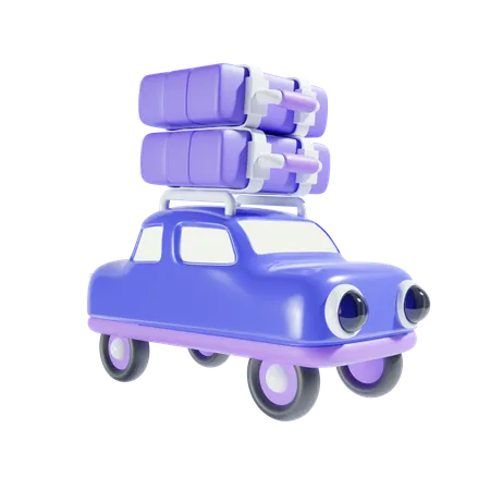 Car And Suitcase 3 D Illustration 3D Icon