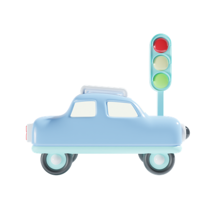 Car And Traffic Lights  3D Icon