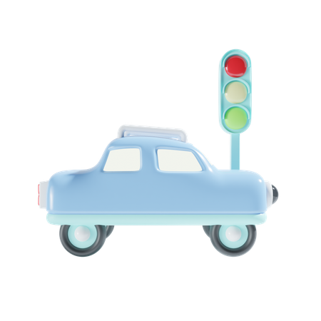 Car And Traffic Lights  3D Icon
