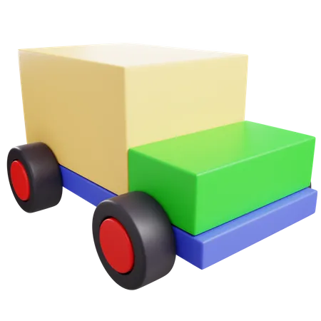3 D Car Block Toy With Isolated Background 3D Icon