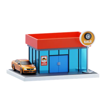 自動車販売店  3D Icon