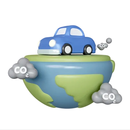 3 D Car Emitting Carbon Dioxide Ecology And Biochemistry Air Pollution Emissions Contamination With Industrial Pipes Icon Isolated On White Background 3 D Rendering Illustration Clipping Part 3D Icon