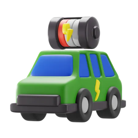 Electric Vehicle Car Transportation With Super Low Battery Energy Indicator 3 D Icon Illustration Render Design 3D Icon