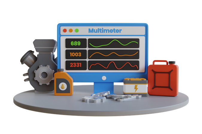 Car engine diagnostic  3D Illustration