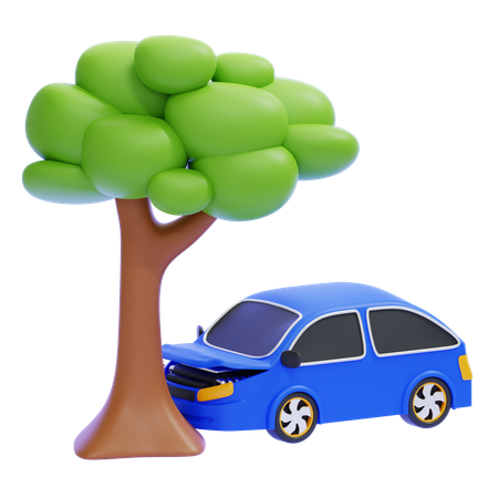 Car Hit a Tree  3D Icon