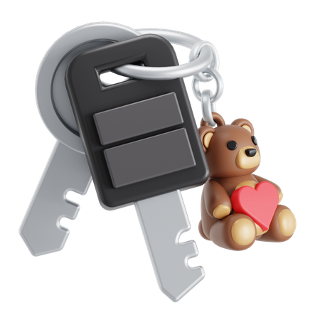 Car key with keychain  3D Icon