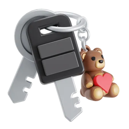 Car key with keychain  3D Icon