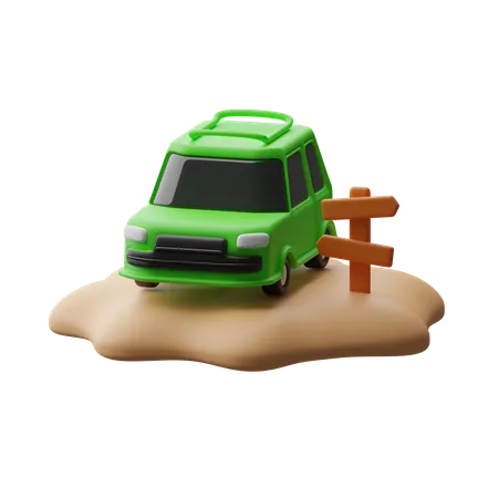 Car on beach  3D Icon