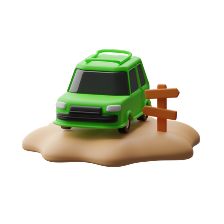 Car on beach  3D Icon