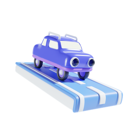 Car On Highway  3D Icon