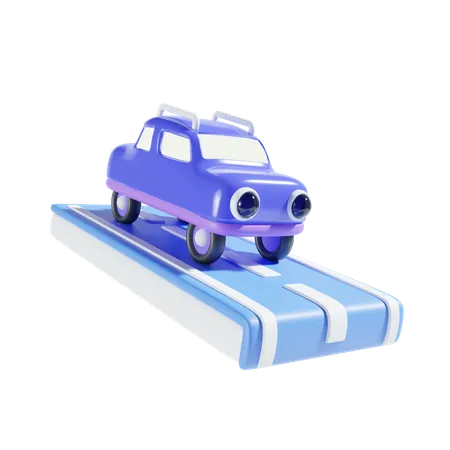 Car On Highway 3 D Illustration 3D Icon
