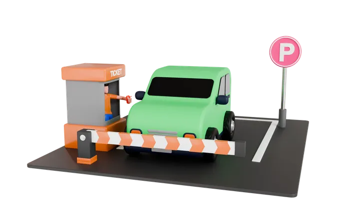 Car Parking Ticket  3D Illustration