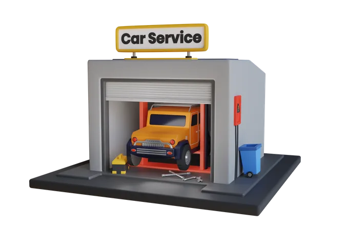 Car repair shop  3D Illustration