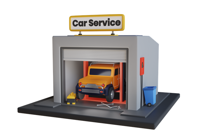 Car repair shop  3D Illustration