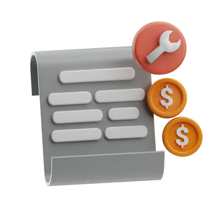 Car Service Bill  3D Icon