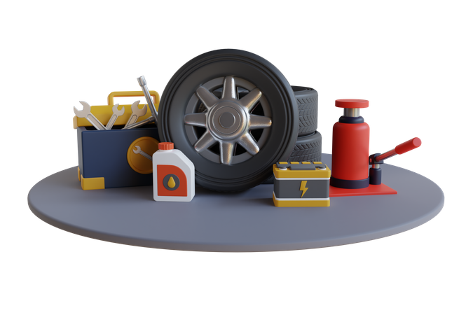 Car tire service tools  3D Icon