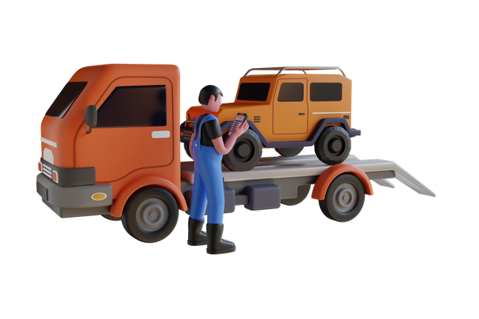 Car towing truck service  3D Icon
