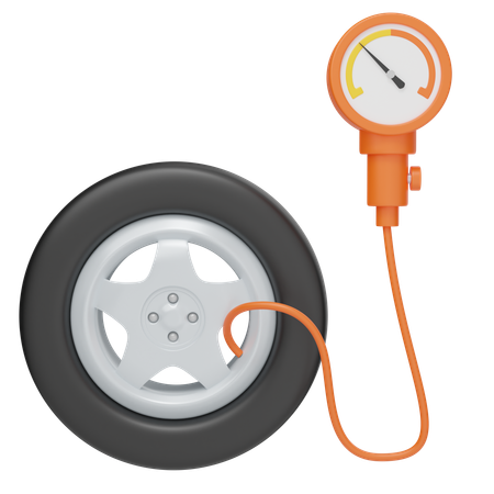 車のタイヤの空気圧  3D Icon