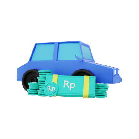 Car with Rupiah money 3D Illustration